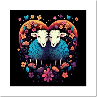 Sheep Couple Valentine Posters and Art